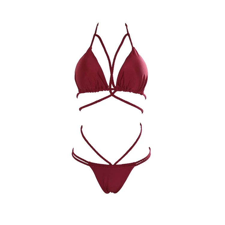 Вязаный купальник мини стринги бандаж бикини бразильский maillot de bain Прямая