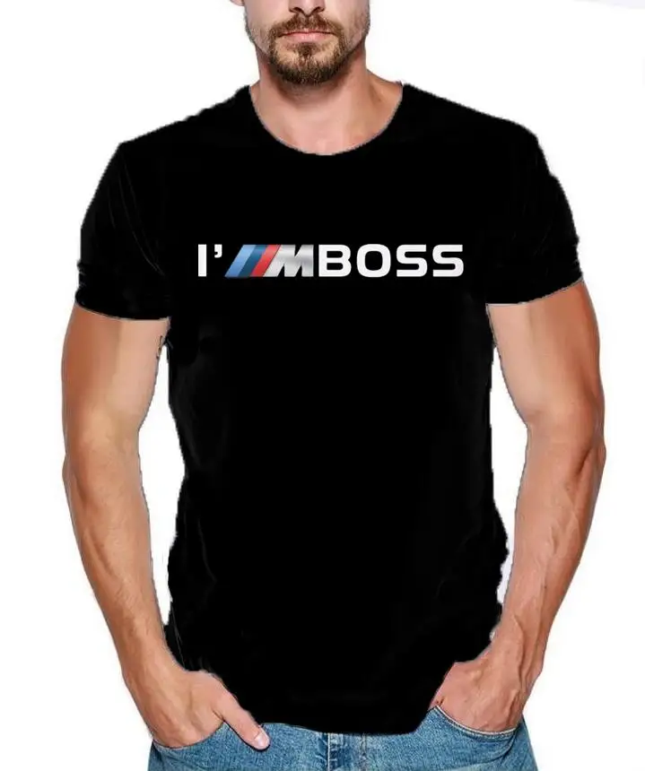Летняя мужская футболка, модная футболка с логотипом I'm Boss M power, забавная футболка из хлопка с принтом Mercedes F1 Subaru - Цвет: Черный