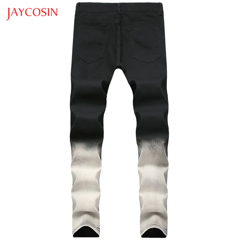 Jaycosin мужские Стрейчевые сплайсированные джинсы, повседневные двухцветные вымытые узкие джинсы, модные уличные брюки со средней талией