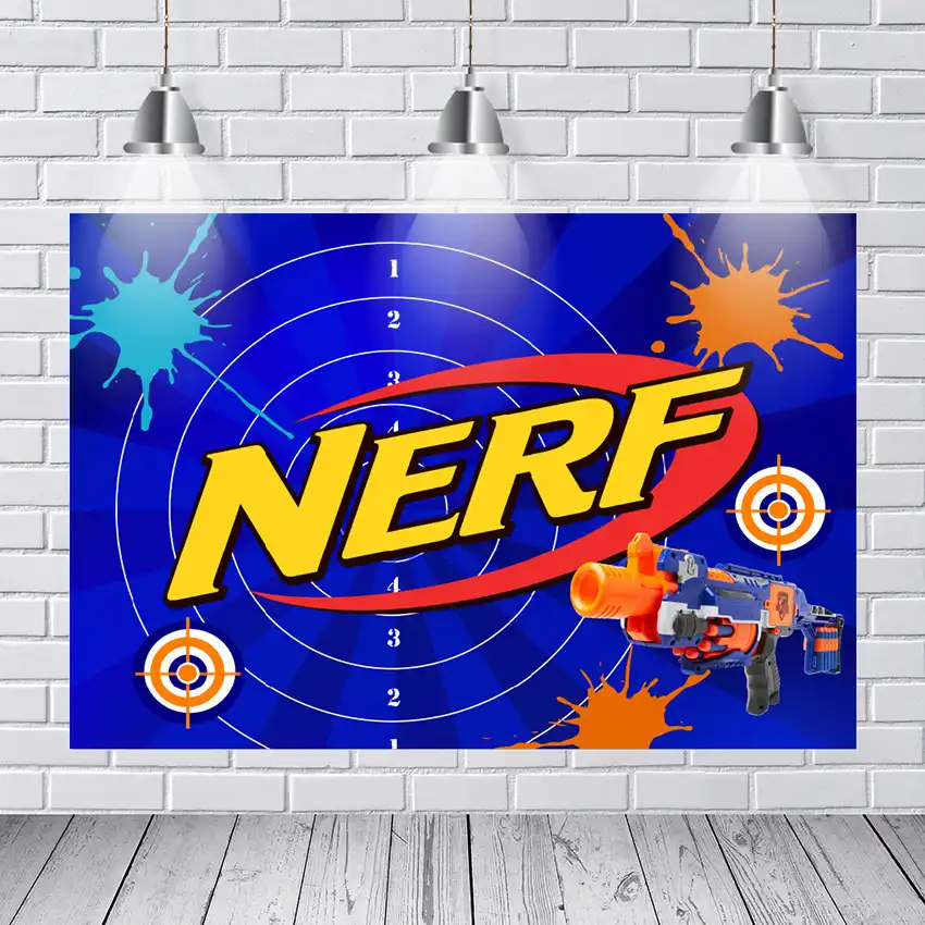 7x5FT Nerf Gun Blue Party Painting Color Target Personalized DIY Custom