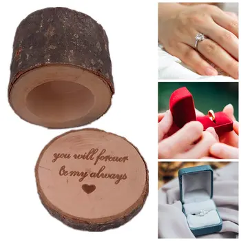 

Vintage Ring Box Portable Wooden Wedding Engagement Ring Box Rustic Finger Ring Holder Universal DIY Decorations