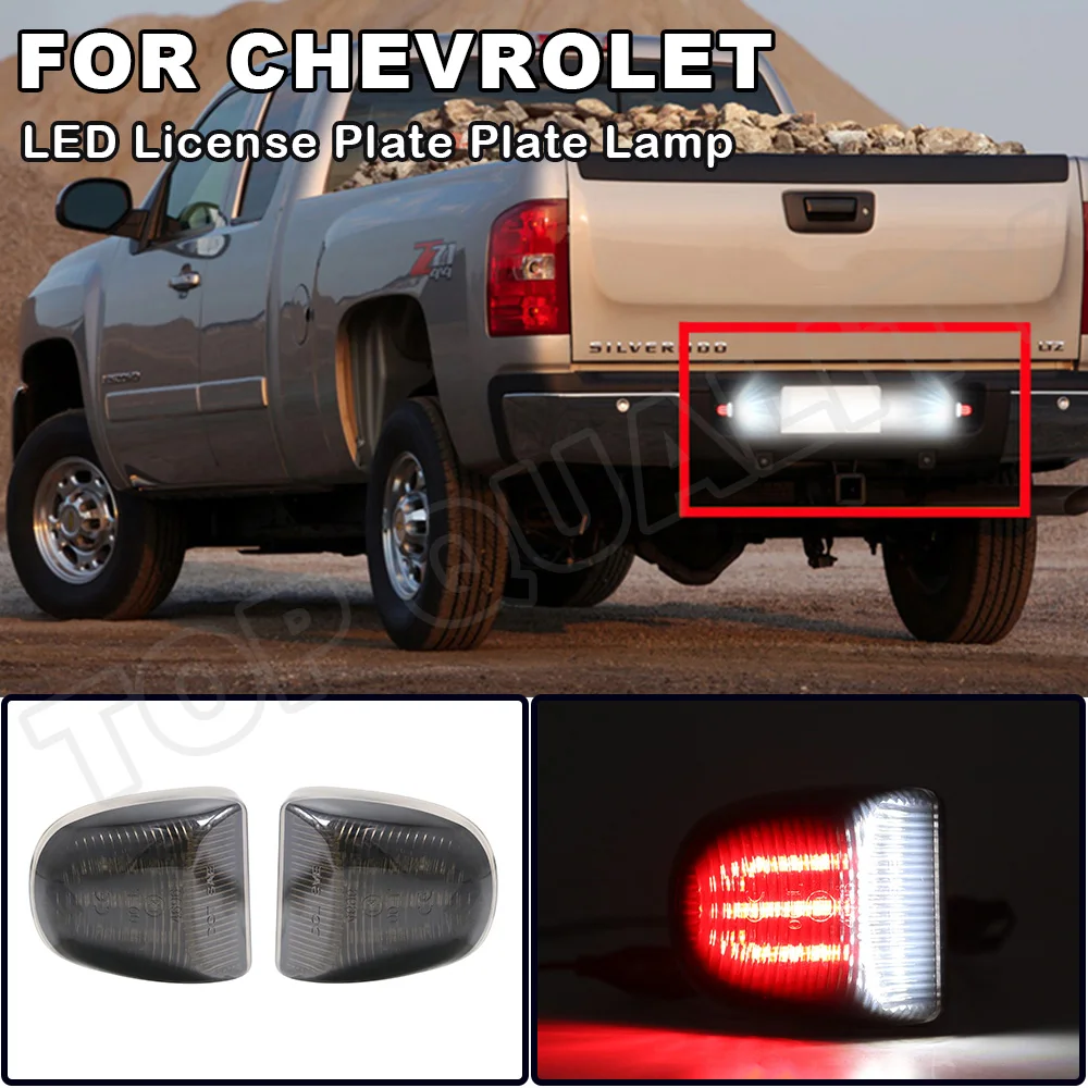 

2Pcs LED License Plate Lights For Chevy Chevrolet Silverado 1500 2500 3500 HD For Sierra 1500 2500 3500 Yukon XL Tahoe Avalanche