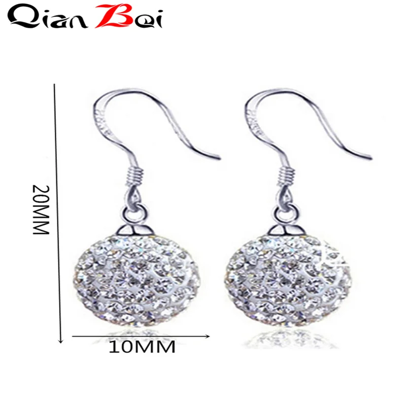 Multi-color ball crystal hook earrings for women