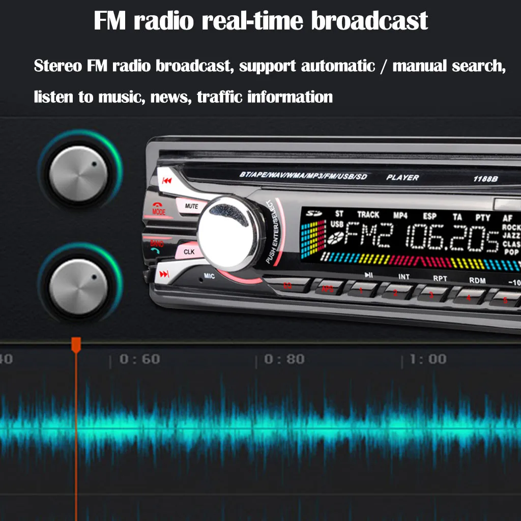 12 В автомобильный BT MP3-плеер Радио Стерео головное устройство USB/TF/AUX-IN/FM In-dash несколько замыканий защиты тест fm-радио функция