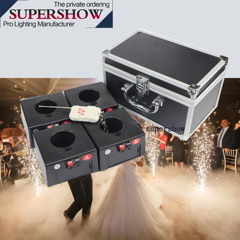 

4 Cues Receiver Wedding Sparking machine Stage Effect Fountain Remote Control cold fireworks system for wedding stages
