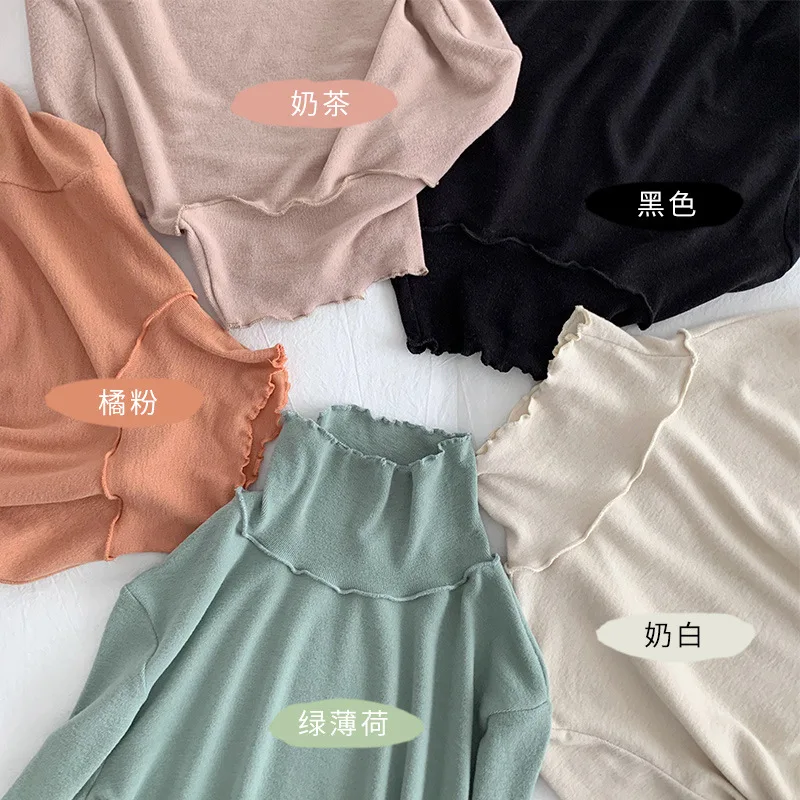 Full Woman Tshirts Autumn Winter 2020 New Tees Female Stand Undershirt The Fat Elastic Soft Comfortable Plus Size Show Thin Tops