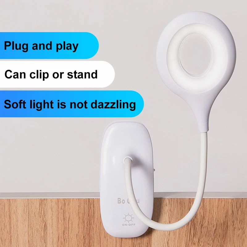 USB Led Rechargeable Mini Clip On Desk Lamp Light Flexible Nightlight Reading Lamp For Travel Bedroom Book Portable Clip Light