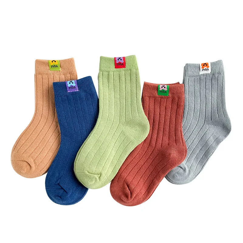 5 пар детских носков осень-зима г., новые модные детские носки в горошек для мальчиков и девочек, хлопковые плотные детские высокие носки для От 1 до 10 лет - Цвет: 9