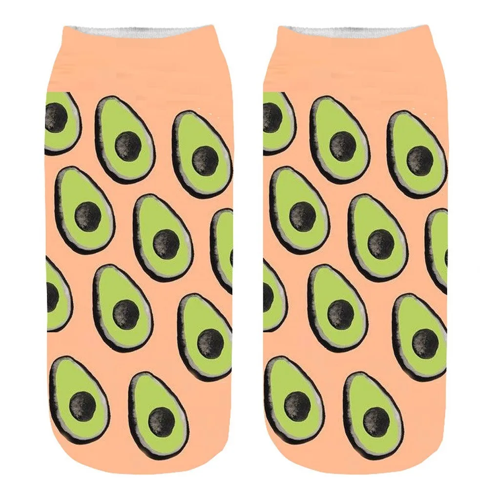 Женские носки с объемными забавными мультяшными забавными фруктами, Женские Потрясающие носки до лодыжки с новым принтом