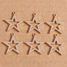 

4pcs 24*26mm Cute Crystal Hollow Stars Charms Pendants for Jewelry Making DIY Handmade Drop Earrings Necklaces Craft Accessories