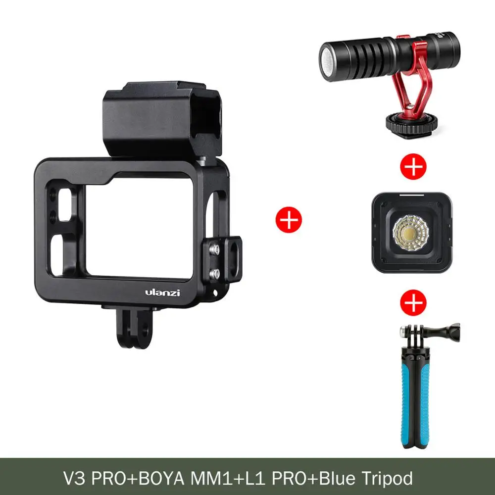 Чехол для Камеры ULANZI V2 V3 Pro Gopro с рамкой для Gopro 7 6 5, аксессуары для экшн-камеры Vlog с горячим башмаком для микрофона, светильник - Цвет: kit 6