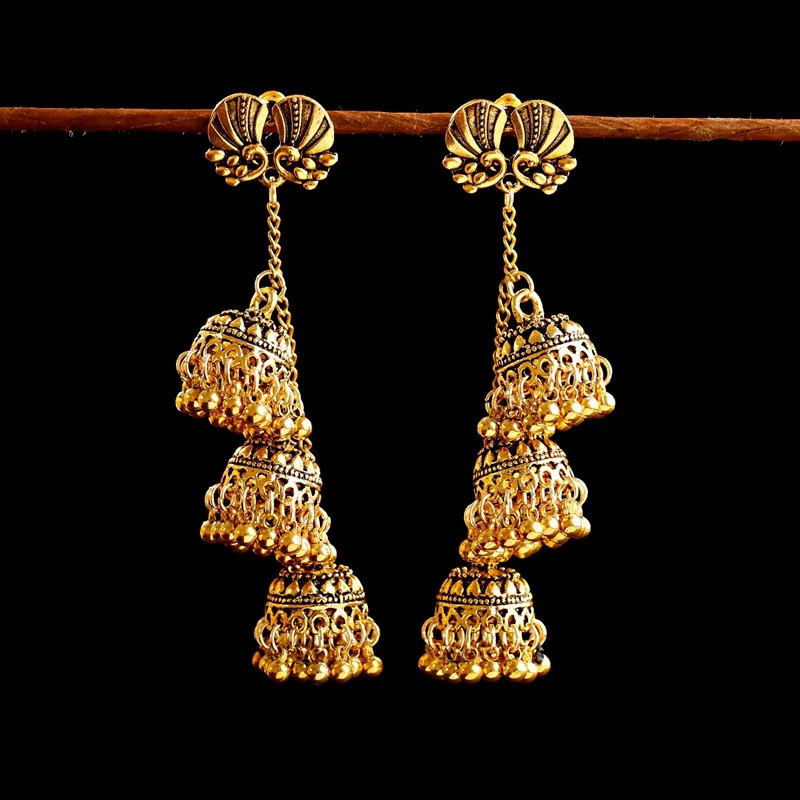 Винтаж Индийский Болливуд кундан Павлин Jhumka Jhumki Висячие серьги для женщин