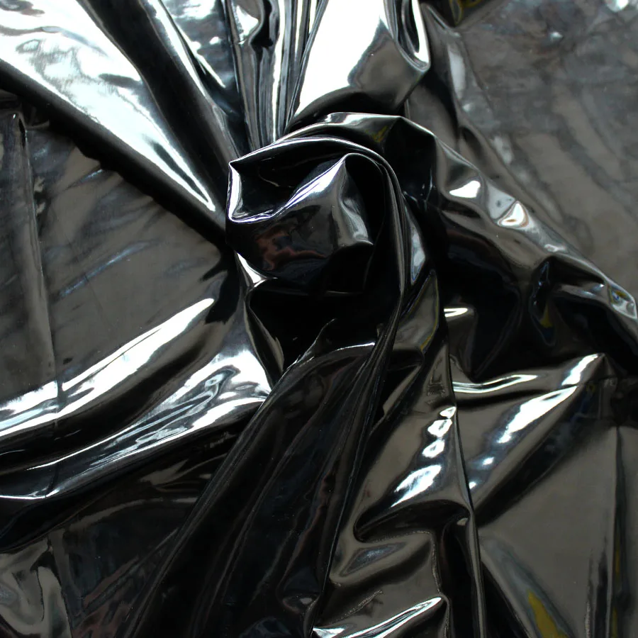 Черная зеркальная поверхность стрейч спандекс глянцевый искусственный