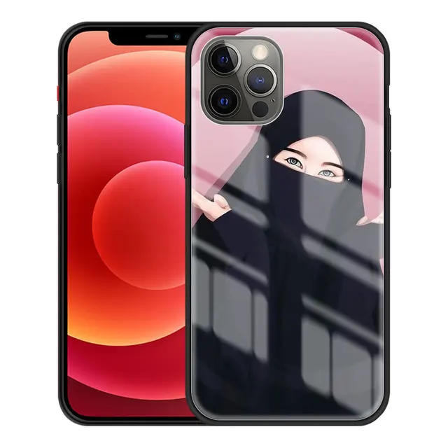 Tempered Glass Case For Apple iPhone 11 Pro Max 12 Mini XR 7 8 Plus SE 2020 X XS 6 6S Phone Cover Funda Crown Hijab Face Muslim T04