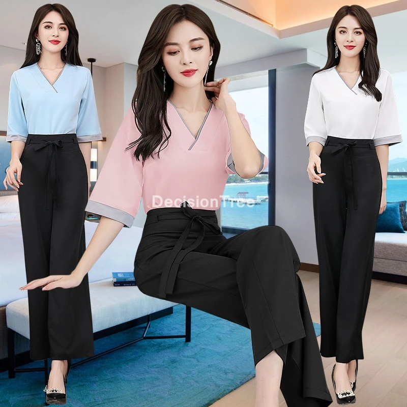 

2022 beauty uniforms chinese style spa salon beautician clothing nail massage therapist uniform sauna foot bath uniforms
