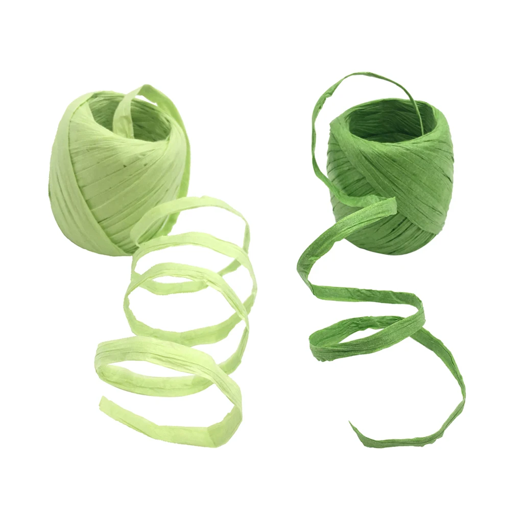 2pcs Easy Cheap and Convenient Paper Raffia Ribbon Decorating Flowers Gifts Crafts Scrapbook Natural Ribbons for Wedding 20m