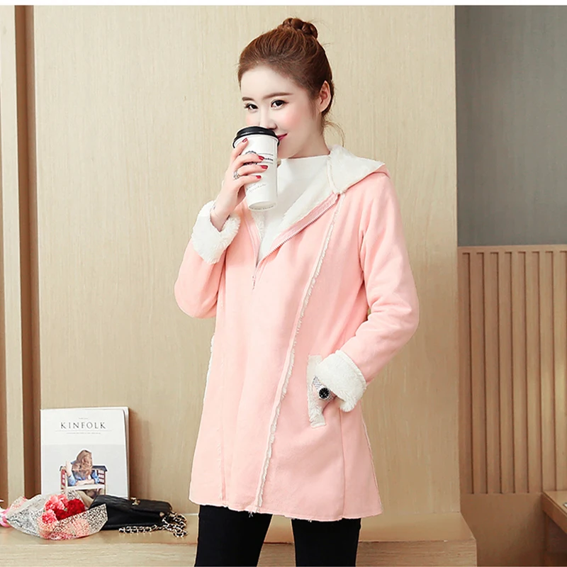 Autumn Coat for Pregnant Womens Size M-2XL Maternity Hoodies Women Kangaroo Baby Carrier Jacket Outerwear Warm Wool Liner
