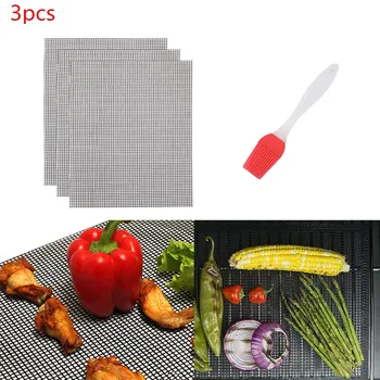 

3PCS Non-stick Barbecue Mats High Security Grid Shape BBQ Mat Heat Resistance Reusable Grill Mesh For Outdoor Activities #30