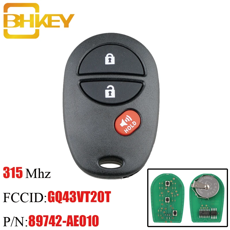 BHKEY 3 кнопки без ключа дистанционного ключа для Toyota GQ43VT20T 315 МГц для Марка Toyota Tacoma HIGHLANDER SEQUOIA Sienna Tundra keys