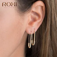 ROXI, европейские, панк, хип-хоп, безопасная Шпилька, серьги-гвоздики, модные ювелирные изделия для женщин, изысканные циркониевые серьги, корейские, oorbellen