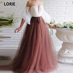 LORIE Tulle Prom Dresses Long Off the Shoulder V-neck Beach Princess Evening Gowns Formal Party Special occasion Gown Customize