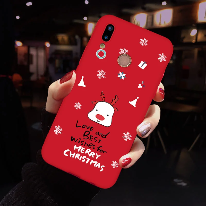 Matte Silicone Case For Huawei Y6 Y7 Pro P8 P9 P10 P20 P30 Pro Mate 20 Lite For Honor 8X 7A 9 Lite 10 Play Christmas Cover