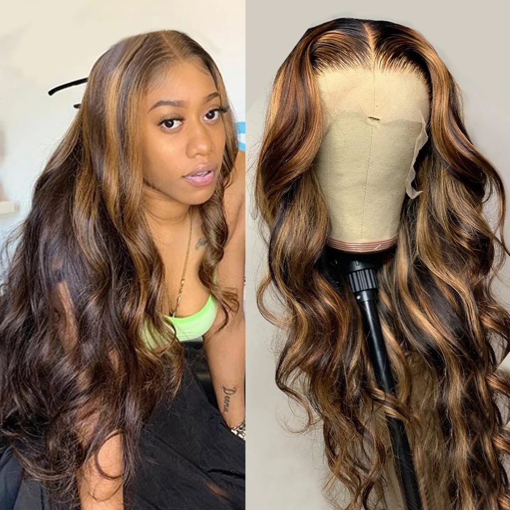 Mstoxic-peluca con malla frontal ombré para mujer cabello humano con división de malla frontal para mujer negra, pelucas de cabello humano Remy con encaje frontal brasileño