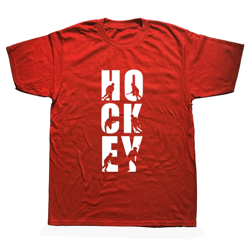 RED Летняя стильная модная футболка в стиле хип-хоп из хлопка с надписью «Hockeyer» для мужчин, забавная футболка с надписью «KEEP CALM AND PLAY HOCKEY» - Цвет: RED