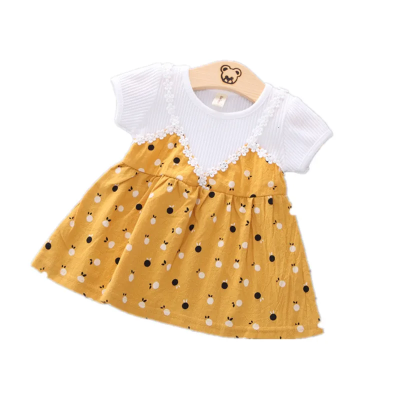 

New Summer Baby Girls Cotton Out Clothes Children Cartoon Printed O-Neck Dress One Piece Infant Kids Fashion Toddler Tracksuits