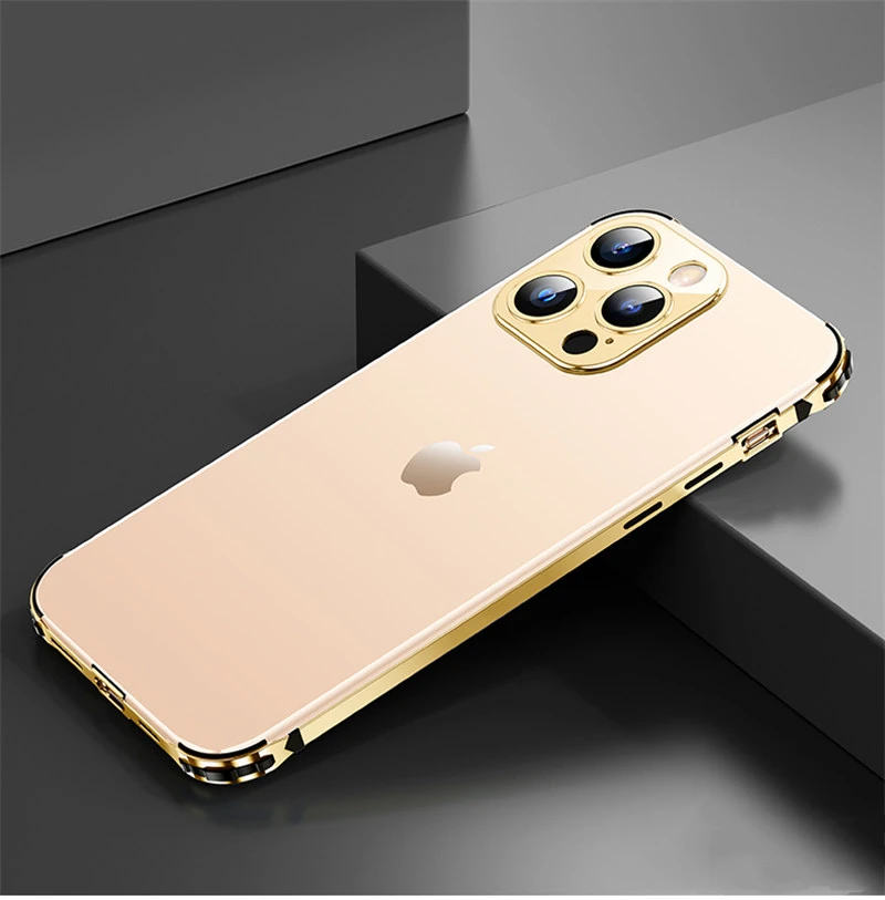 

Ультратонкий Прозрачный матовый чехол из нержавеющей стали для iPhone 13 Pro Max 12 11 противоударный защитный чехол для объектива камеры