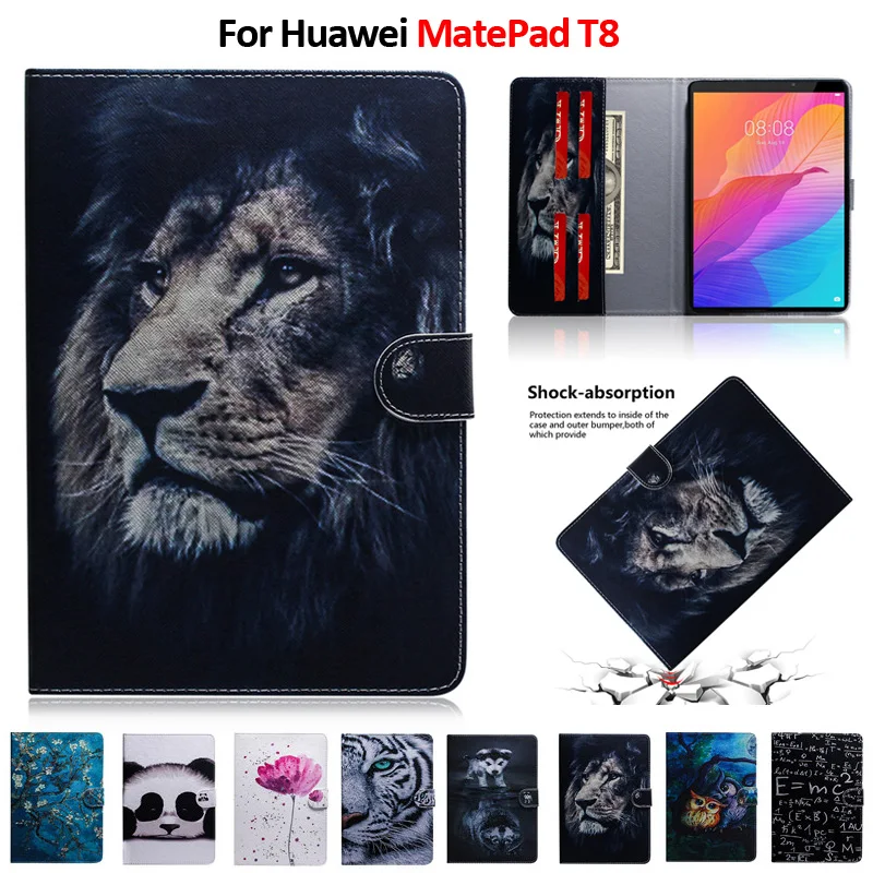Modello Di Colore Tigre Leone Caso Tablet Per Funda Huawei Matepad T8 Caso Kobe2-L03 Kob2-L09 Della Copertura Di Caso Per Huawei Mate Pad T8 Caso