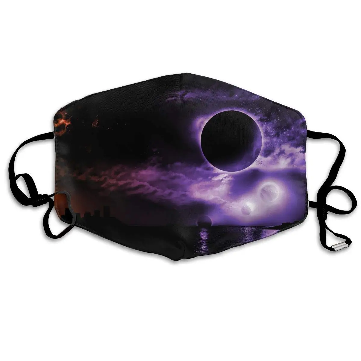 

Unisex Print Mouth Mask - 3D Dark Moon Art Polyester Anti-dust Mouth-Muffle - Fashion Washed Reusable Face Masks for Outdoor