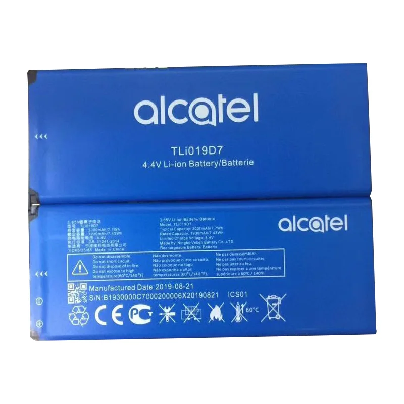 100% Оригинальный аккумулятор TLi019D7 2000 мАч для Alcatel 1 5033 5033D 5033X 5033Y 5033A 5033T 5033J Telstra Essential