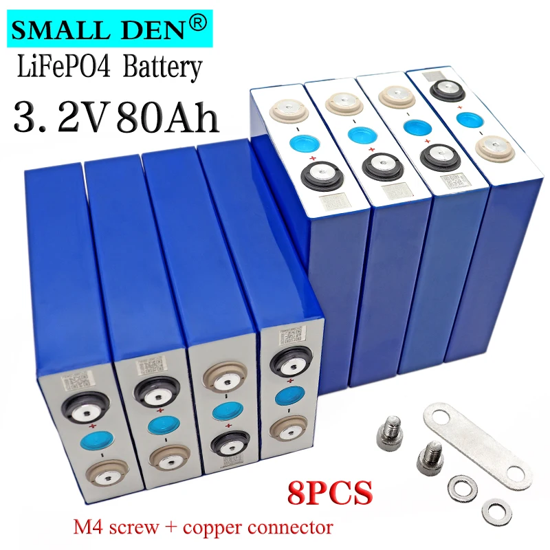 

NEW 8PCS 3.2V 80Ah lifepo4 battery 80000mAh high capacity 12V 24V EV RV battery pack diy solar electric car motor EU US TAX FREE