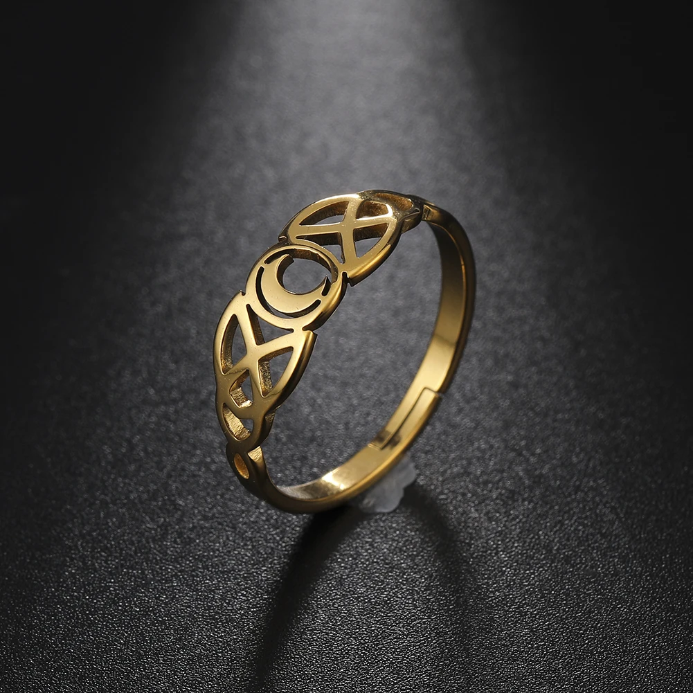 Anillo Ajustable De Acero Inoxidable - Nudo Celta Triquetra Para Mujer | Joyería Delicada Y Simbólica