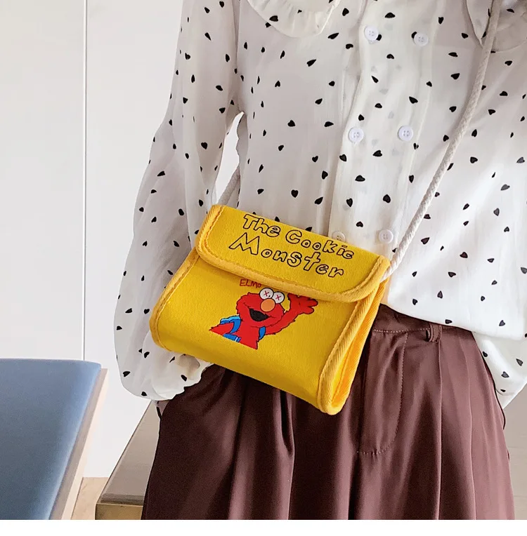 Sesame Street WOMEN'S Bag New Style Mobile Phone Shoulder Bag Summer Mini Shoulder Small Canvas Bag Change Mobile Phone Bag