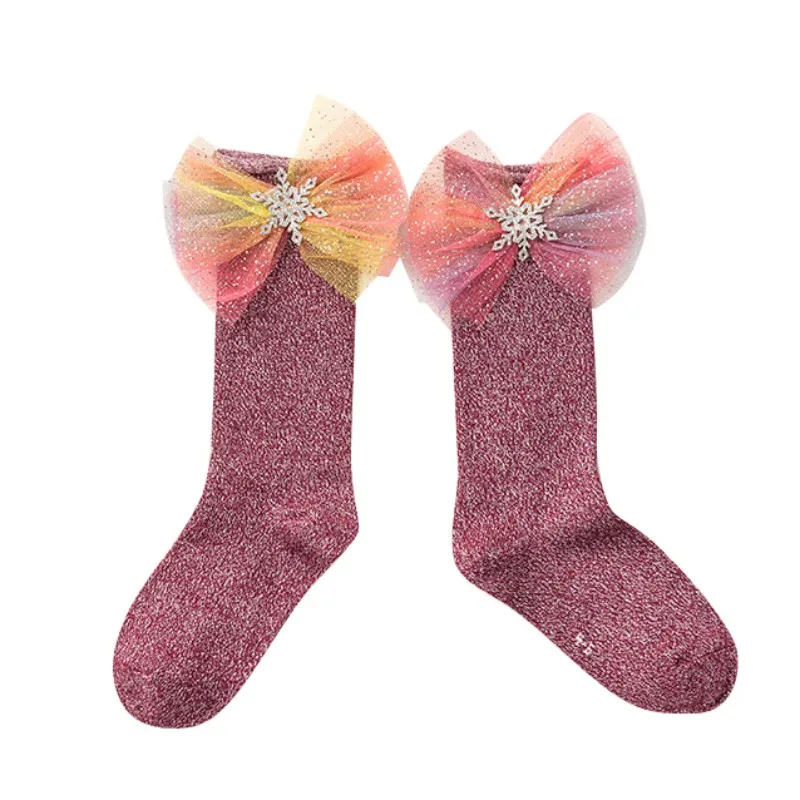 От 1 до 5 лет-осенние милые носки для маленьких девочек длинные хлопковые носки с бантом мягкие гетры принцессы с бантами для малышей