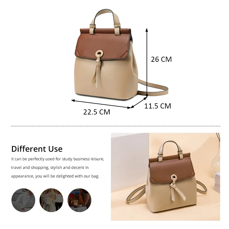REALER women backpack small spilt leather backpack for women school backpack for teenager girls panelled shoulder bag