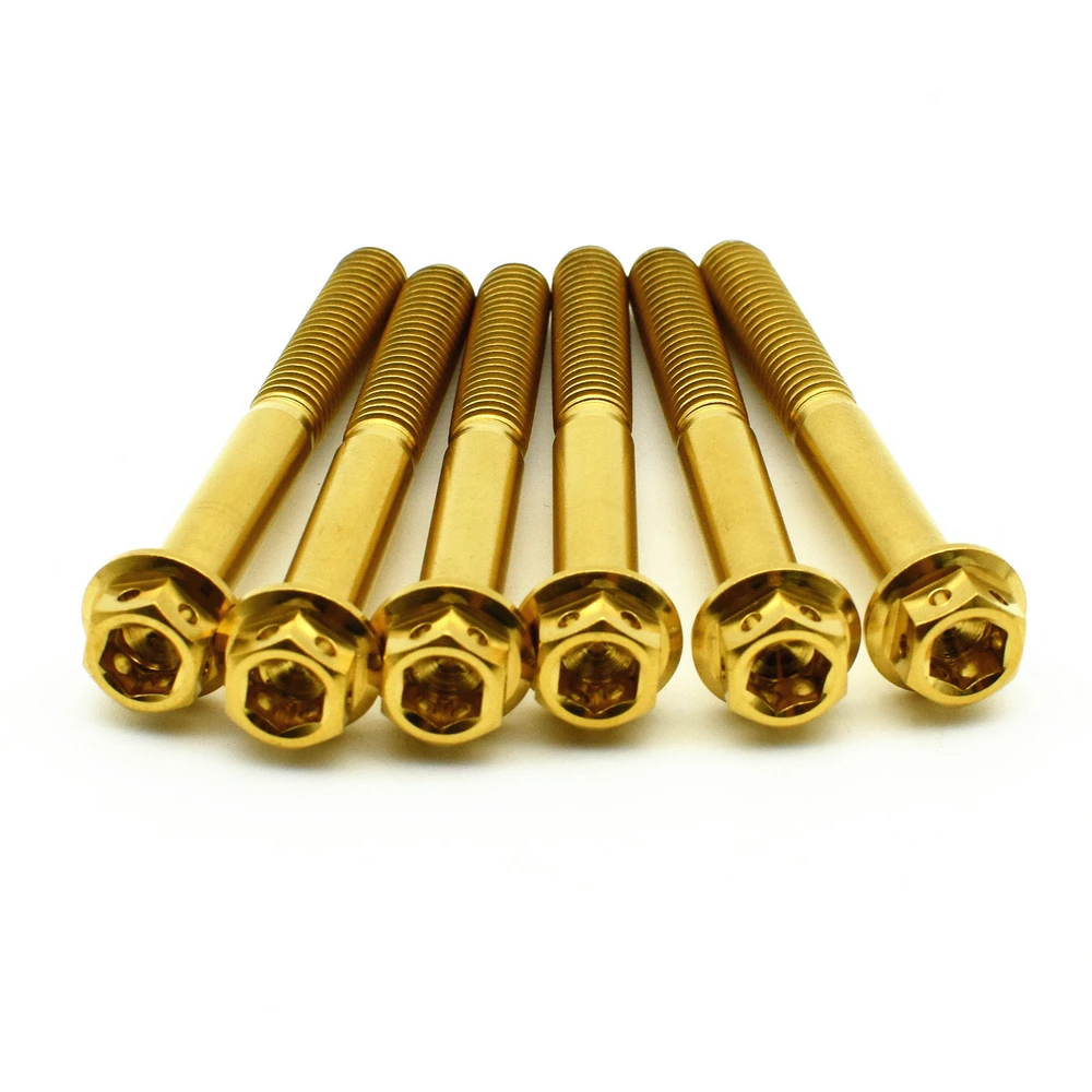 M6X50mm titanium bolts flange hollow hex socket gold color (8)