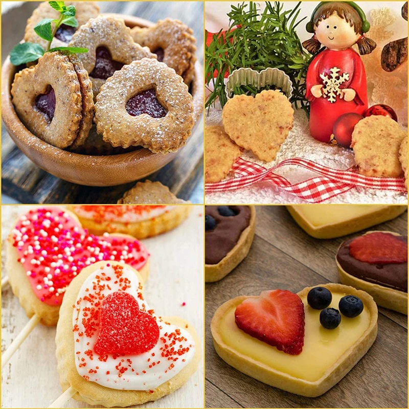 6Pcs Heart Shape Mini Tart Pan Set 4 Inch Nonstick Quiche Pan With Removable Bottom Cake Mold Carbon Steel Tart Tins Baking Tray