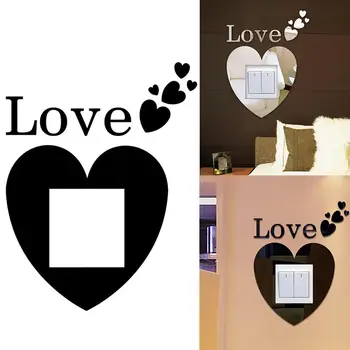 

Light Switch Sticker Mirror Effect Heart Shaped Wall Sticker Wall Art