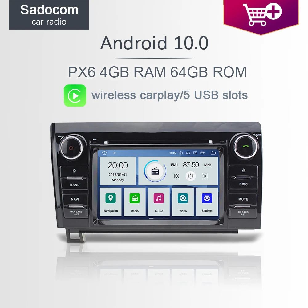 7&quot PX6 2 din IPS Android 10.0 Car DVD player 6 Core 64GB ROM 4GB RAM radio autoradio For Toyota Sequoia 2007 2008 2009 -2015 |