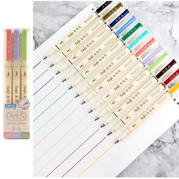

3pcs Four Season Colors Soft Brush Sign Pen Set Fine Tip Liner Drawing Calligraphy Hand Lettering Paint School Art Design F335