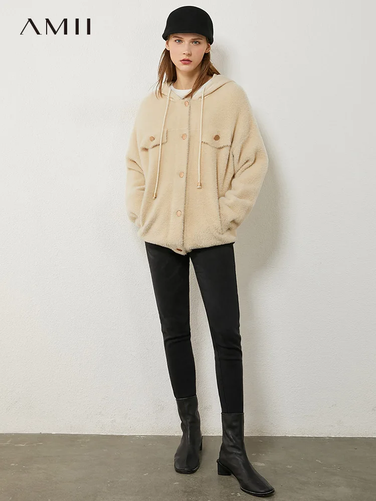 Amii Minimalism Winter Coat Women Fashion Hooded