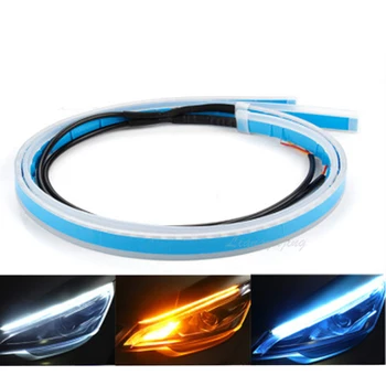 

2pcs Car DRL LED Daytime Running Lights Flexible Driving Light White Blue Red Pink Turn Signal Yellow Auto Waterproof DRL Strip