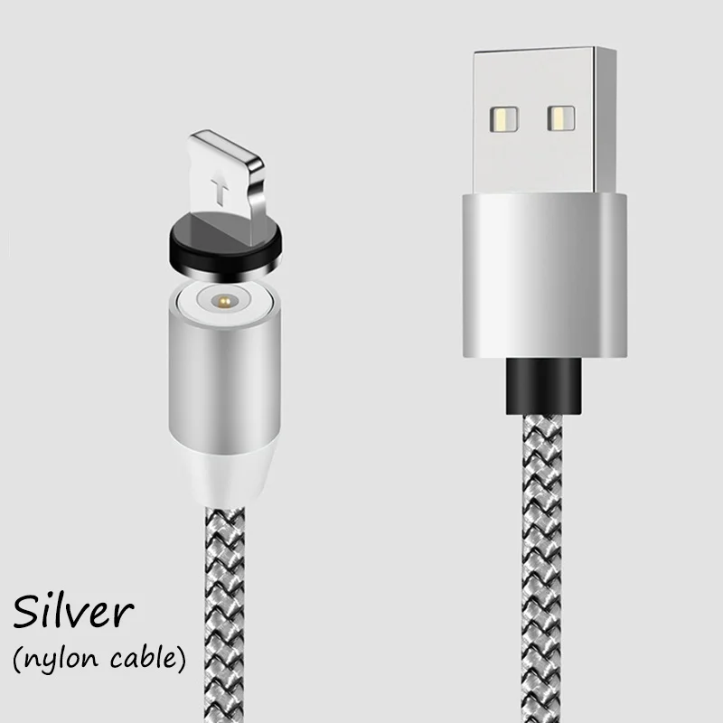 Серый Цветной светодиодный магнитный кабель Micro USB типа C для быстрой зарядки и передачи данных для мобильных телефонов Iphone, samsung, Xiaomi, Android - Цвет: Серый