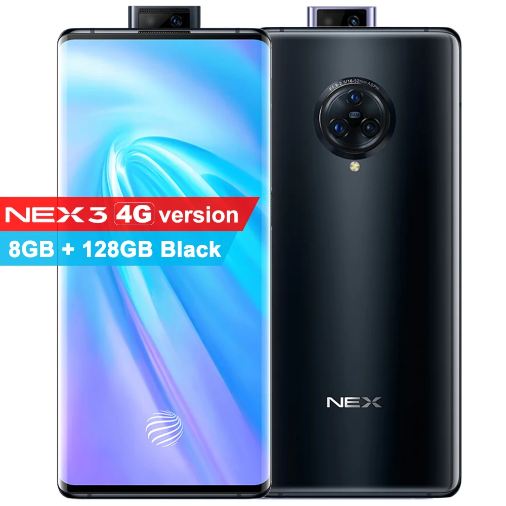 8G 128G Black Мобильный телефон vivo NEX 3, 6,89 дюймов, 8 ГБ, 128 ГБ, Snapdraon 855 Plus, задняя камера 64 мп, фронтальная камера 16 МП, 4500 мАч, 44 Вт, мобильные телефоны - Цвет: 8G 128G Black