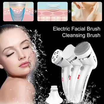 

Face Cleansing Brush Sonic Vibration Face Cleaner Silicone Facial Cleansing Brush Deep Pore Cleanser Electric Face Massage