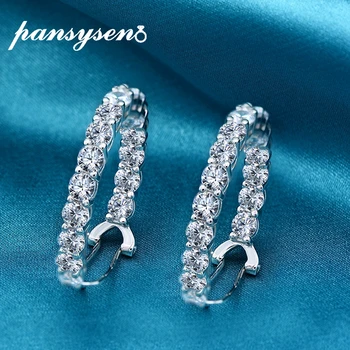 

PANSYSEN 100% 925 Sterling Silver Jewelry Earrings for Women 4mm Created Moissanite Diamond Clip Earrings Wholesale Fine Jewelry