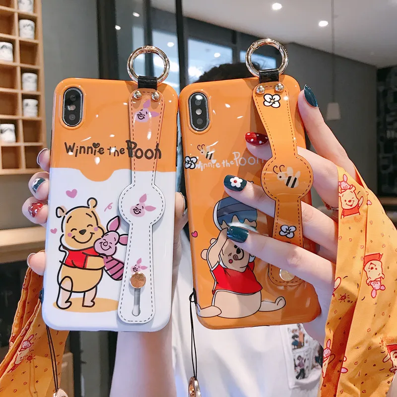 

Starktni Cute Winnie Pooh Kickstand Phone Case Cover With Kickstand For iphone X XS MAX 6S 6 XR 7 8Plus Soft IMD Case Funda Capa